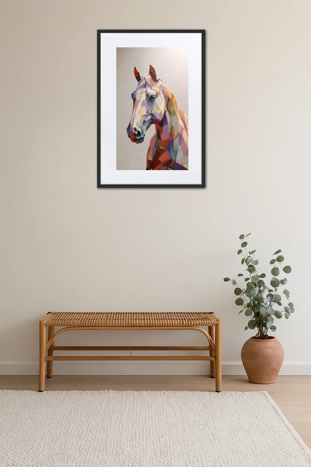 Tableau Couleur Pastel Cheval Abstrait 