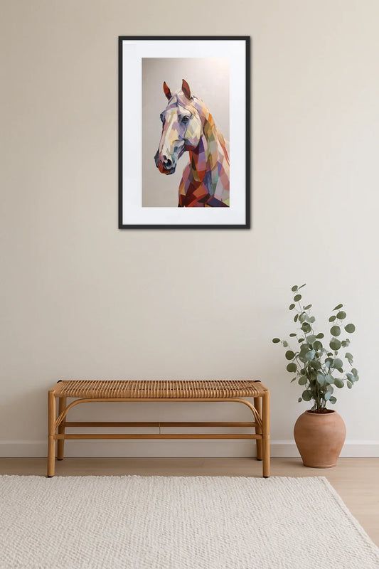 Tableau Couleur Pastel Cheval Abstrait 