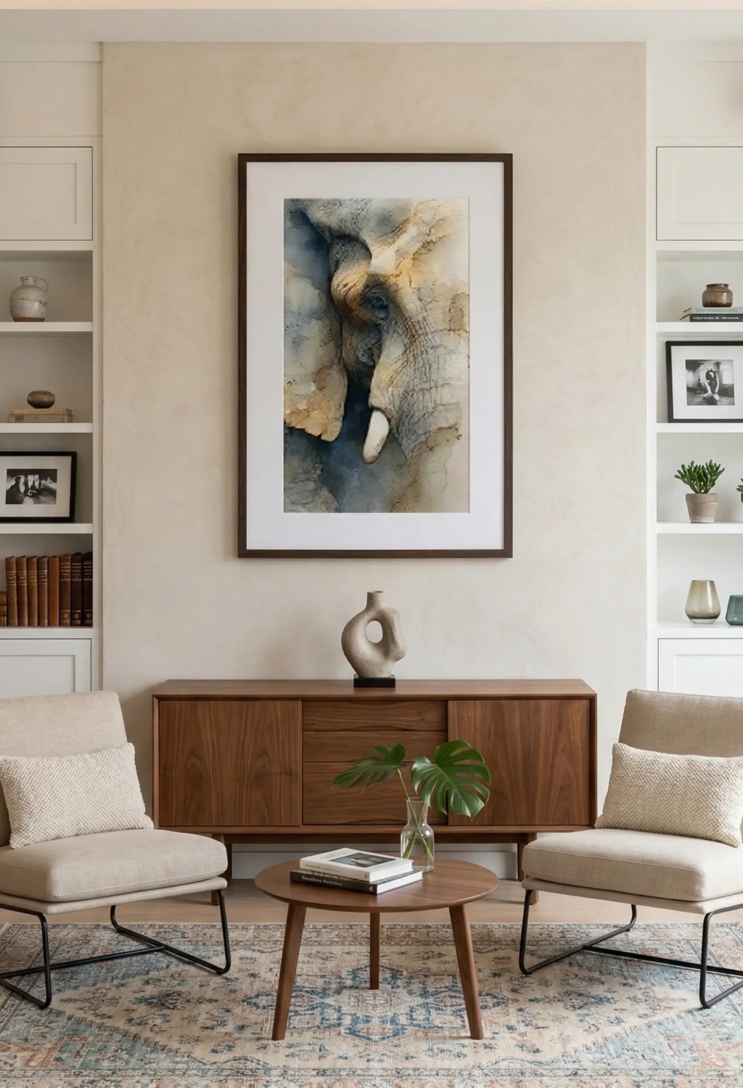 Tableau éléphant abstrait aquarelle