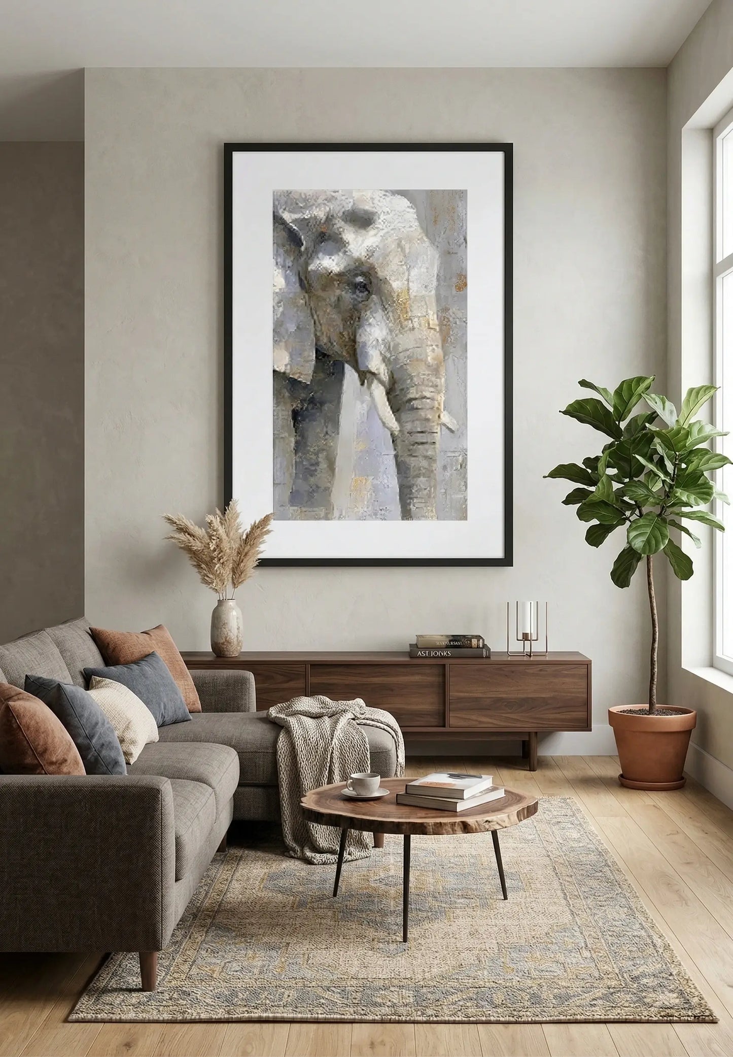 Tableau éléphant abstrait texture