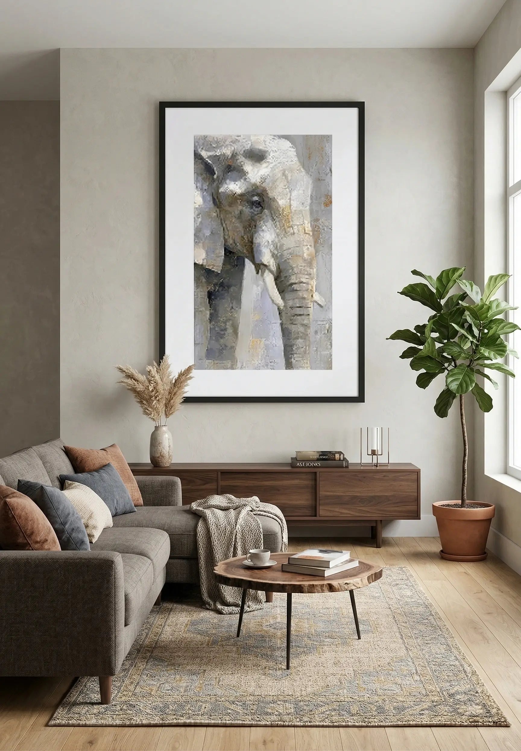 Tableau éléphant abstrait texture