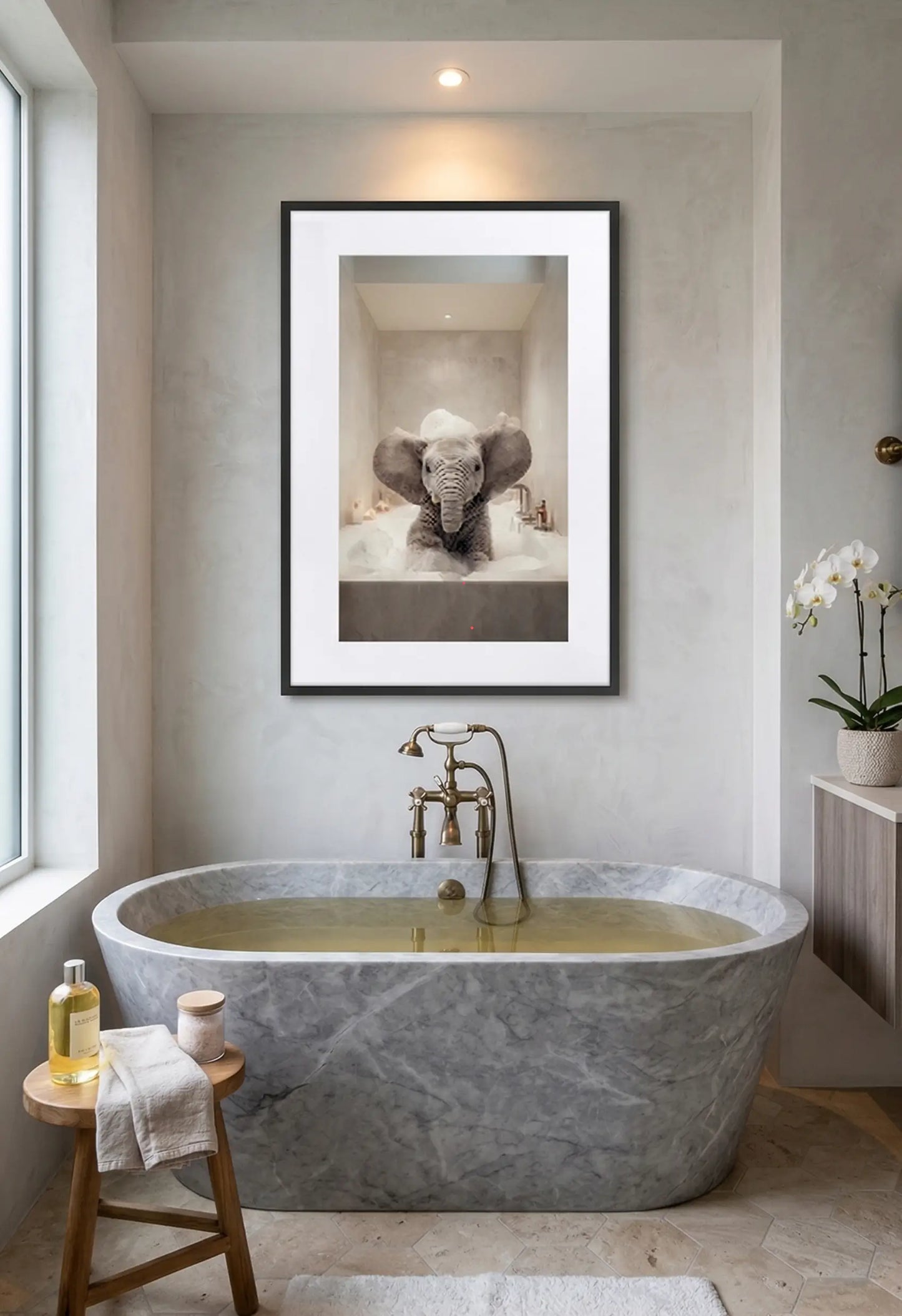 Tableau éléphant baignoire