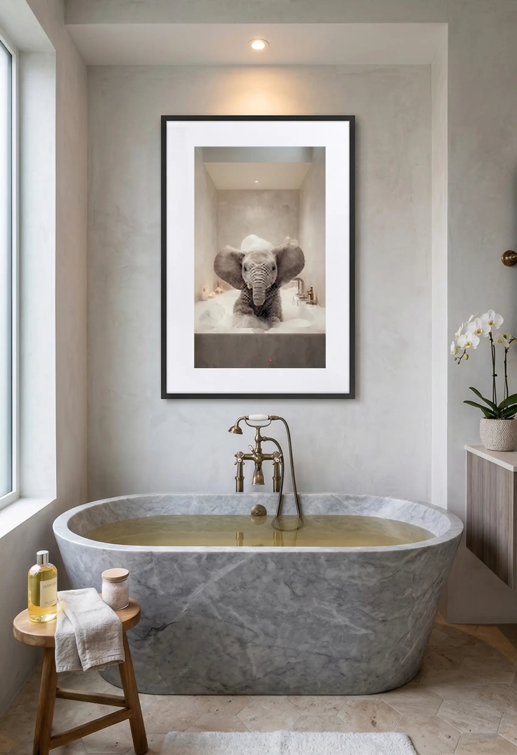 Tableau éléphant baignoire