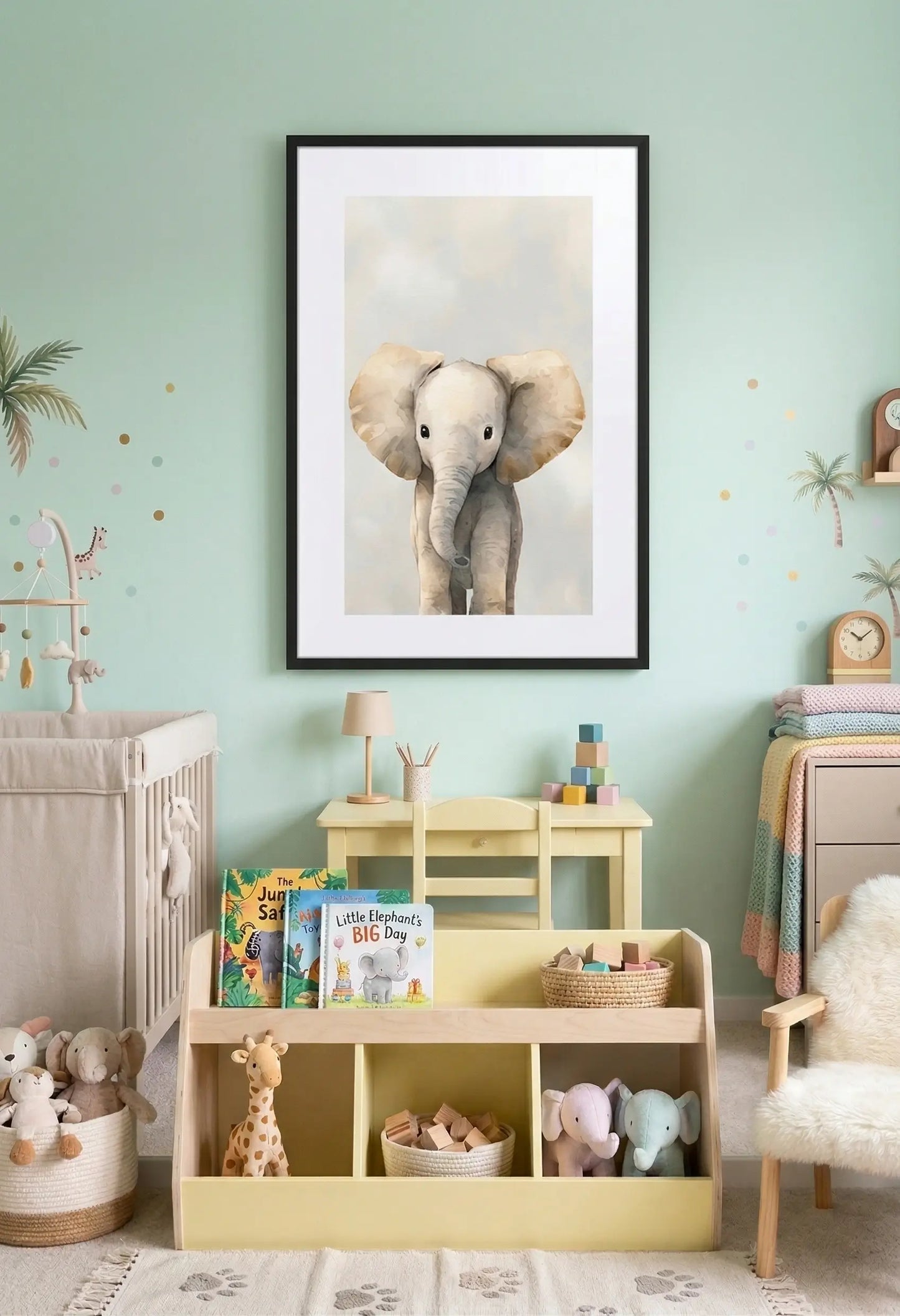 Tableau éléphant dans une chambre de bébé