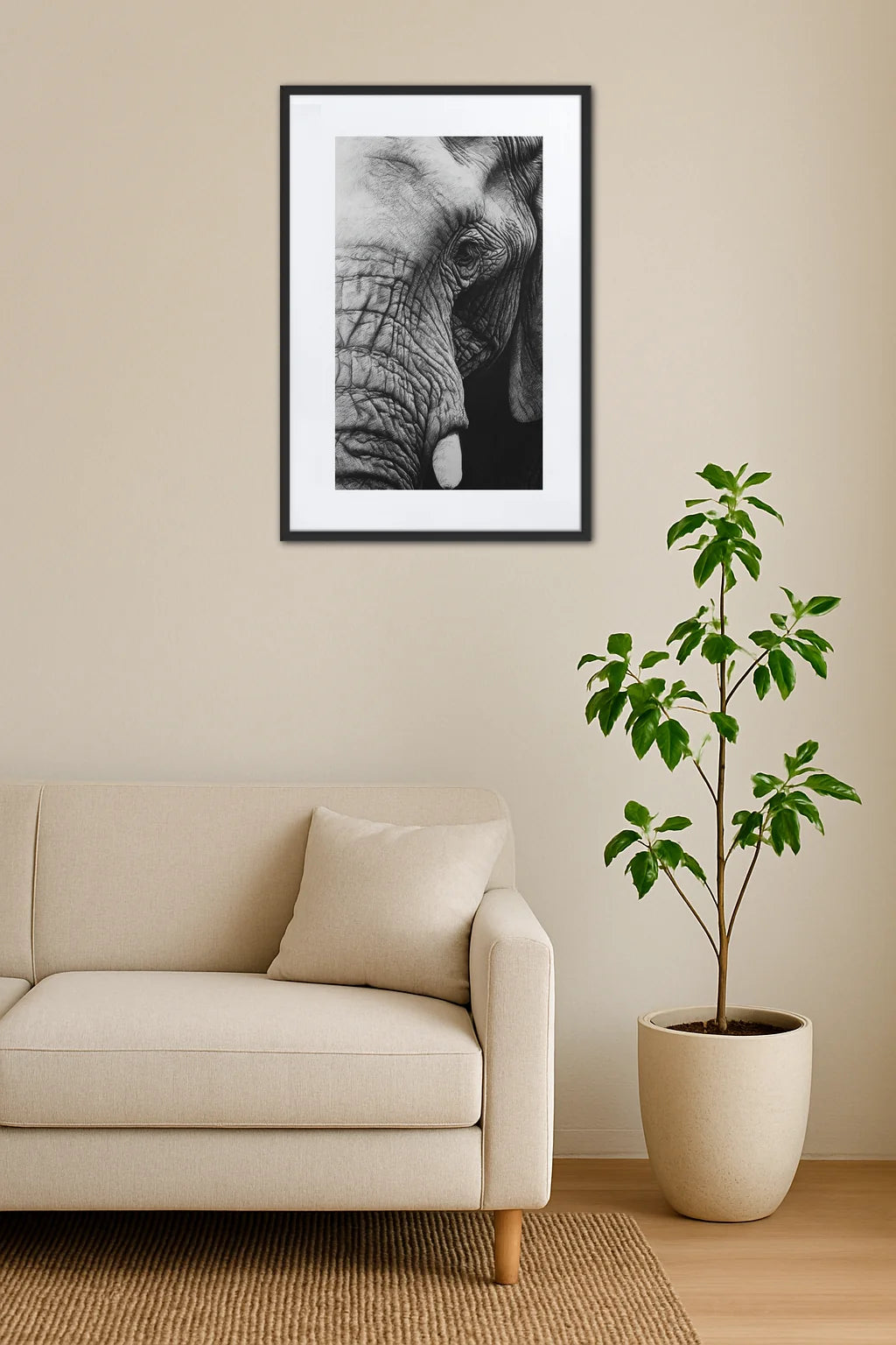 Tableau éléphant crayon