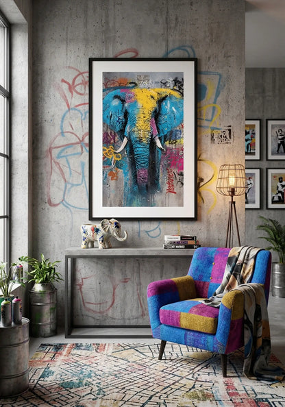 Tableau éléphant graffiti