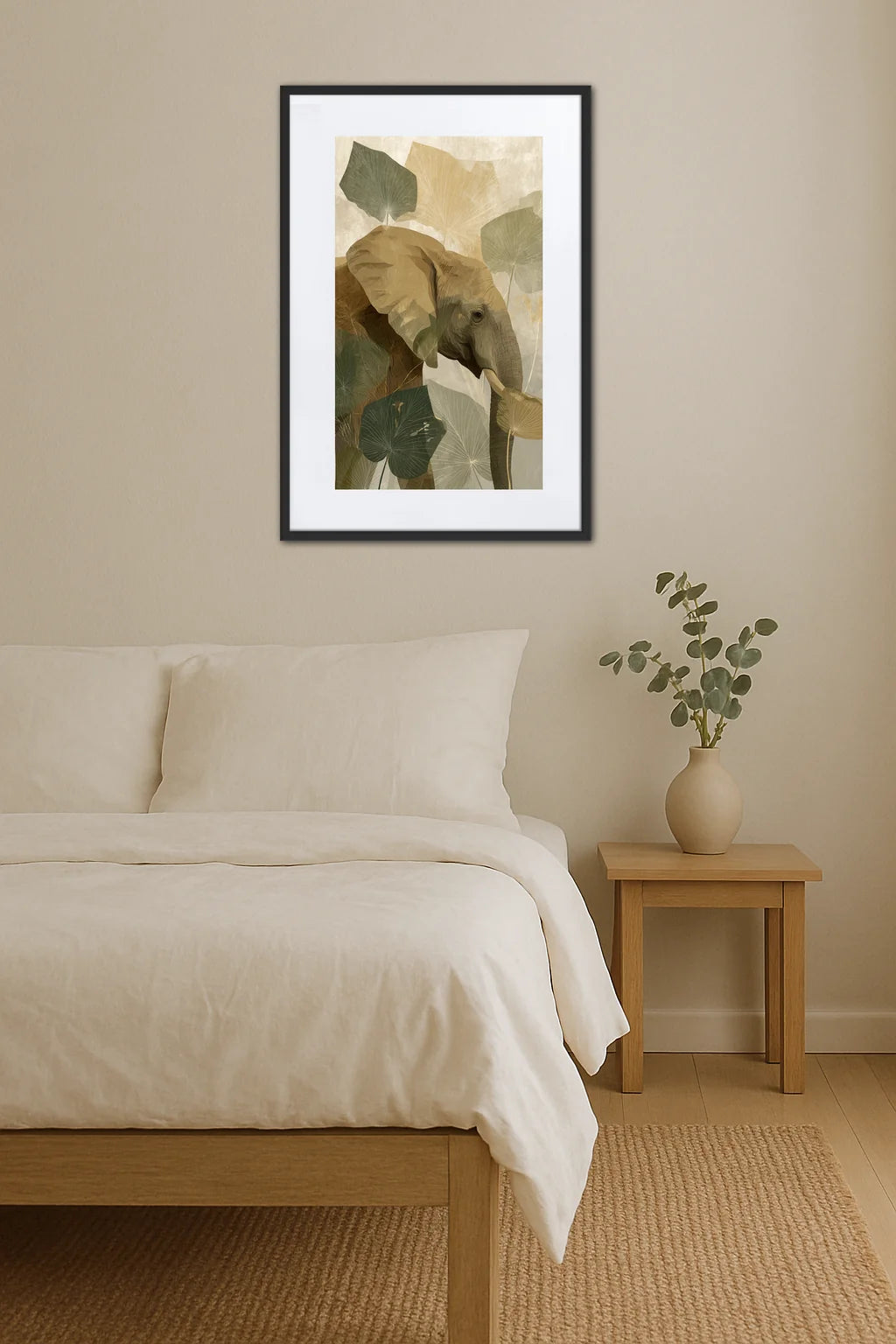 Tableau éléphant jungle dans une chambre