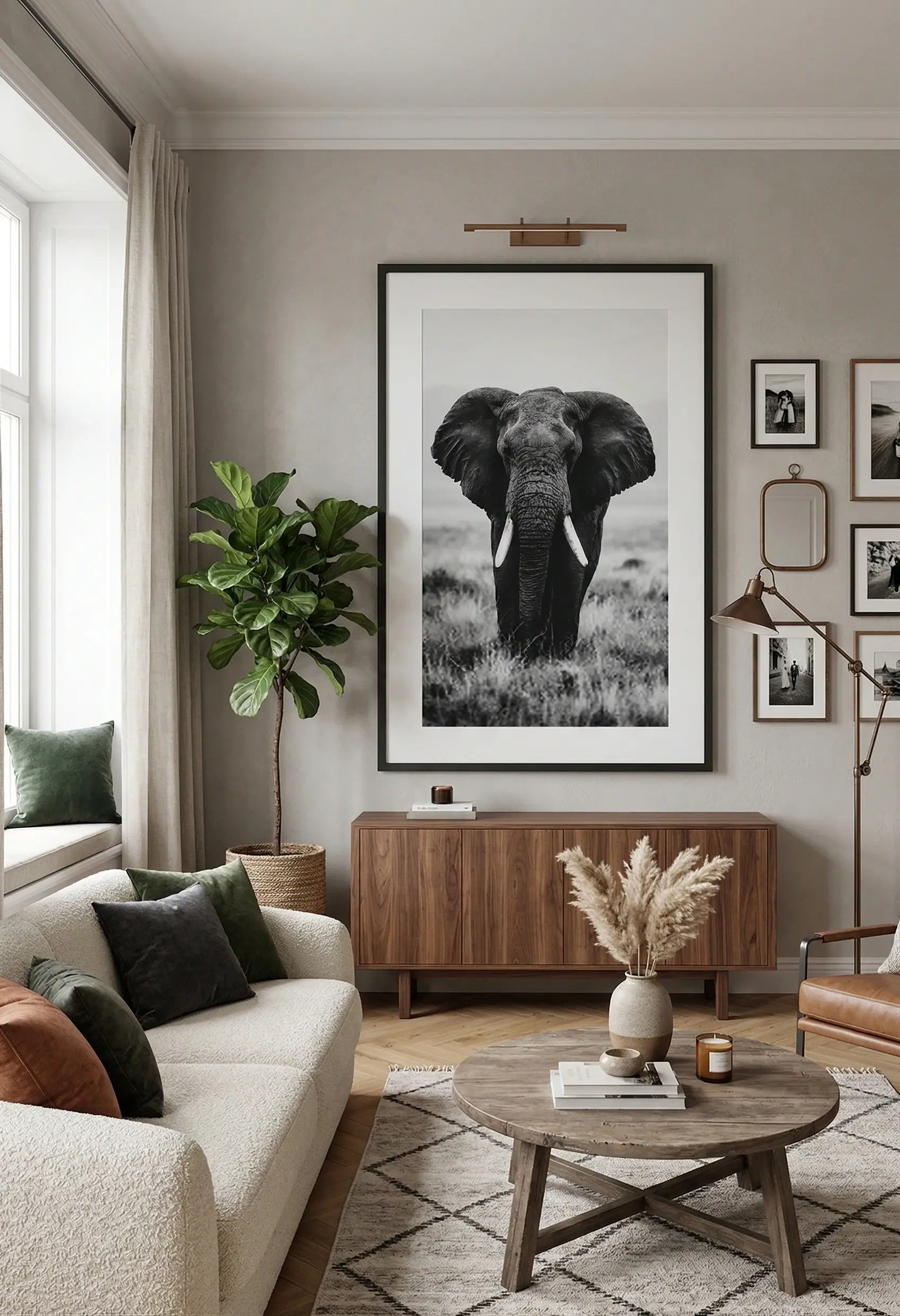 Tableau éléphant noir et blanc photo