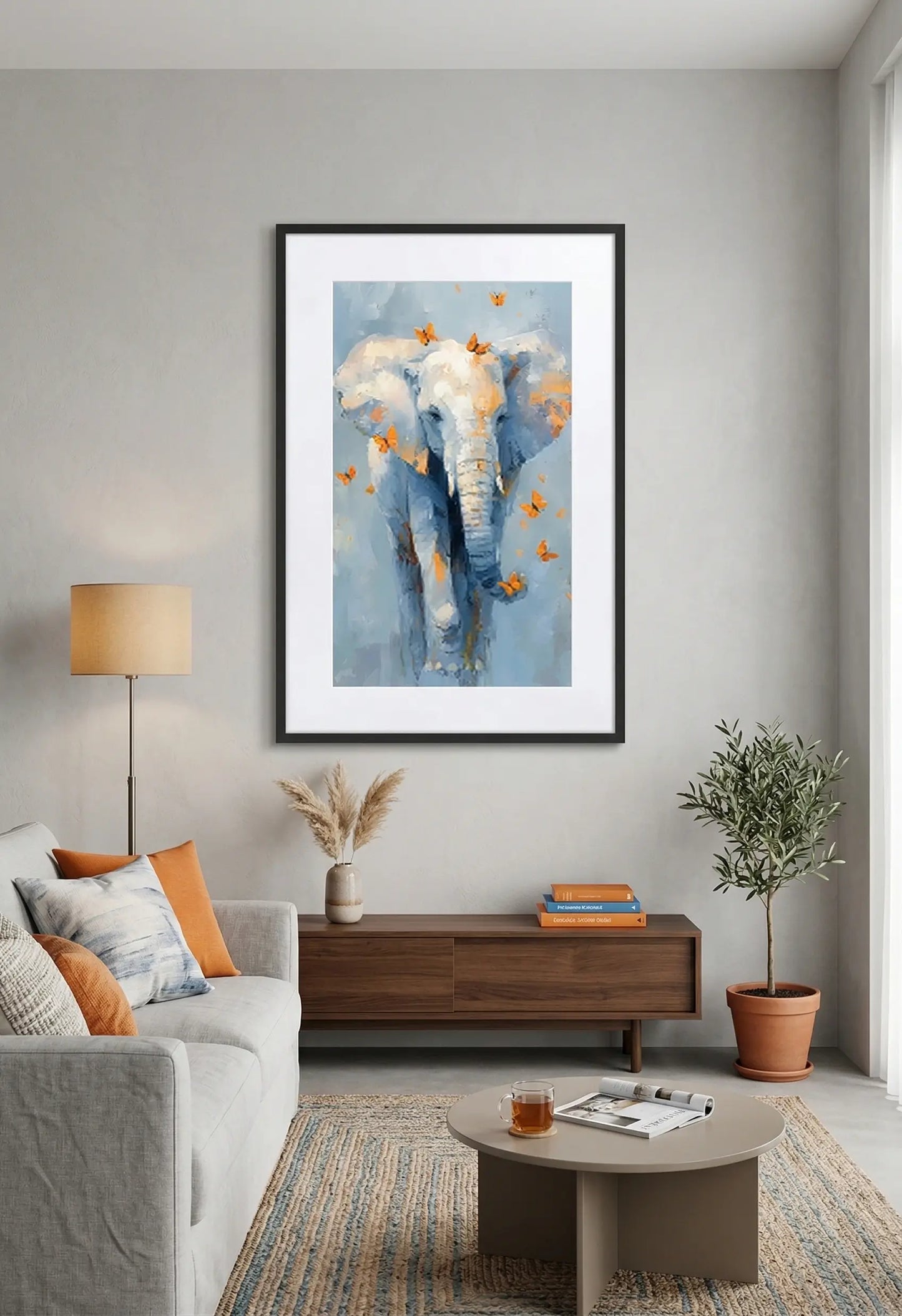 Tableau éléphant papillon