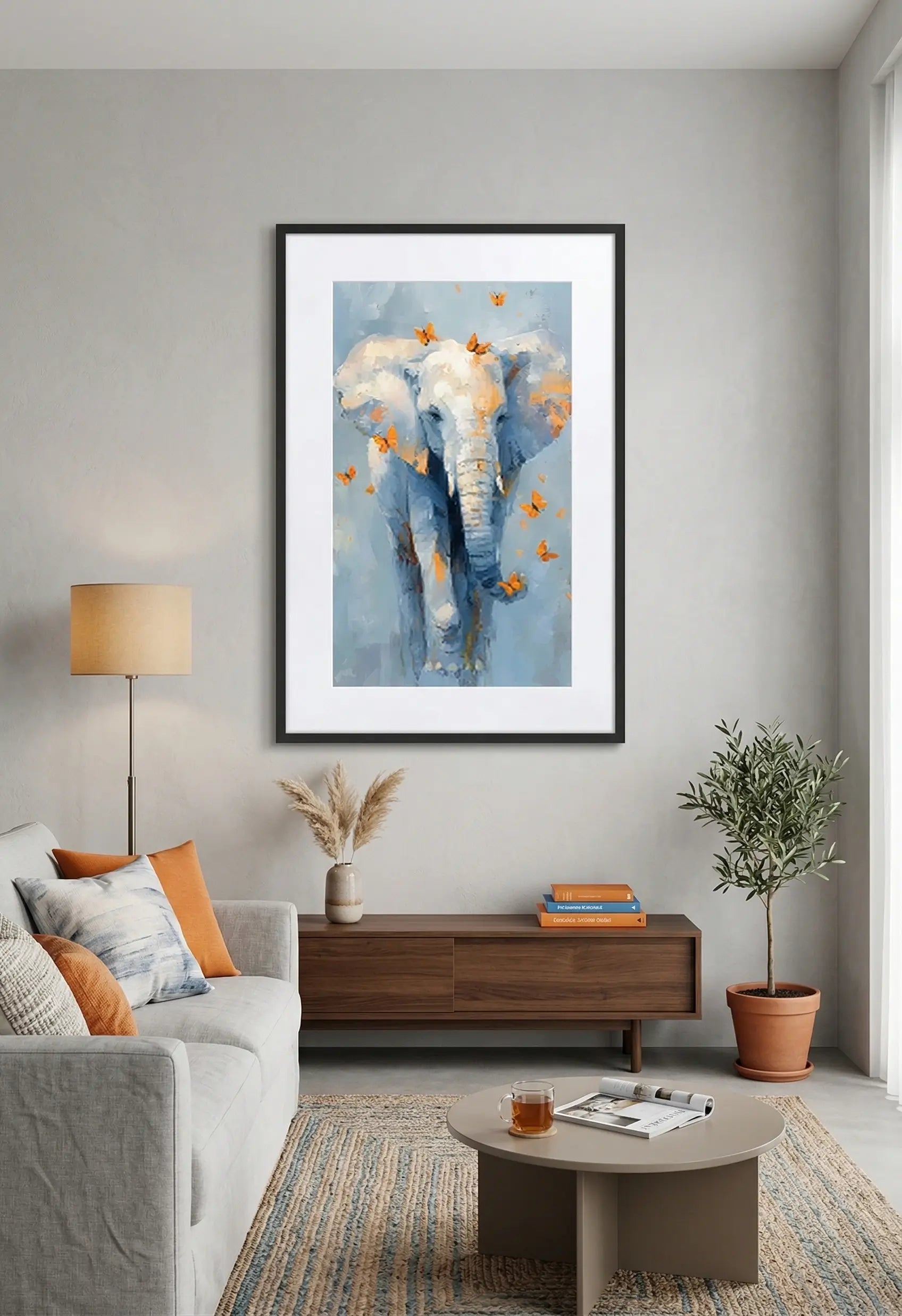 Tableau éléphant papillon
