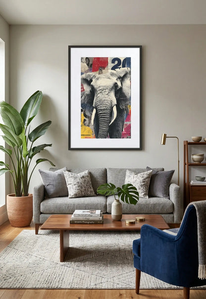 Tableau éléphant pop art collage
