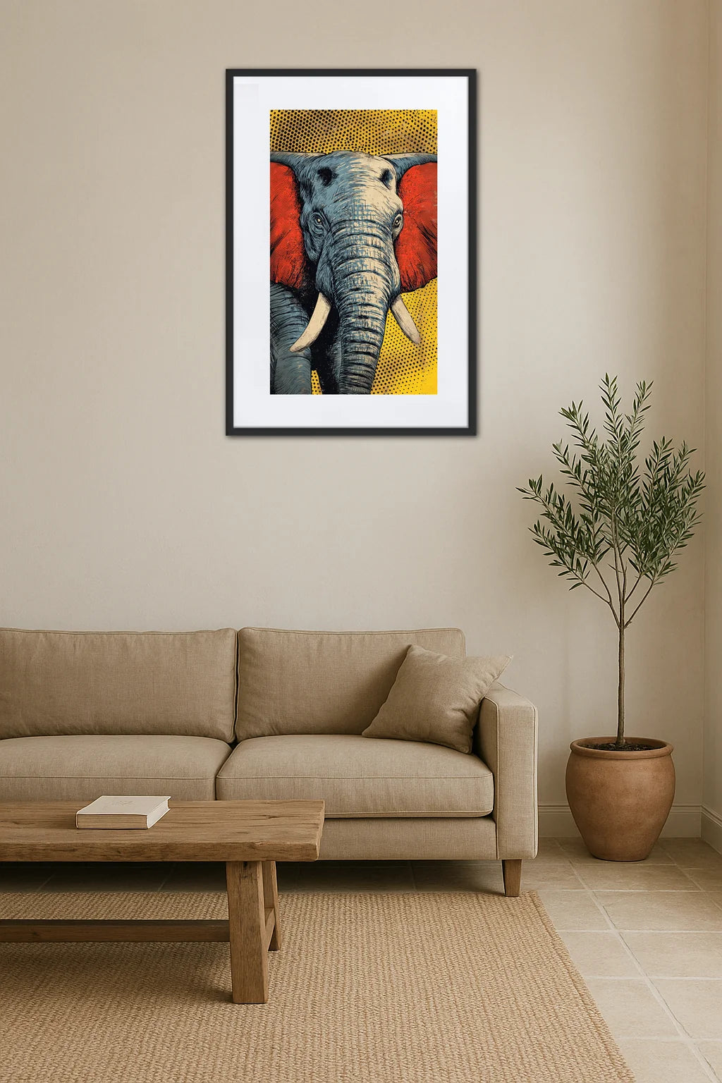Tableau éléphant pop art comics