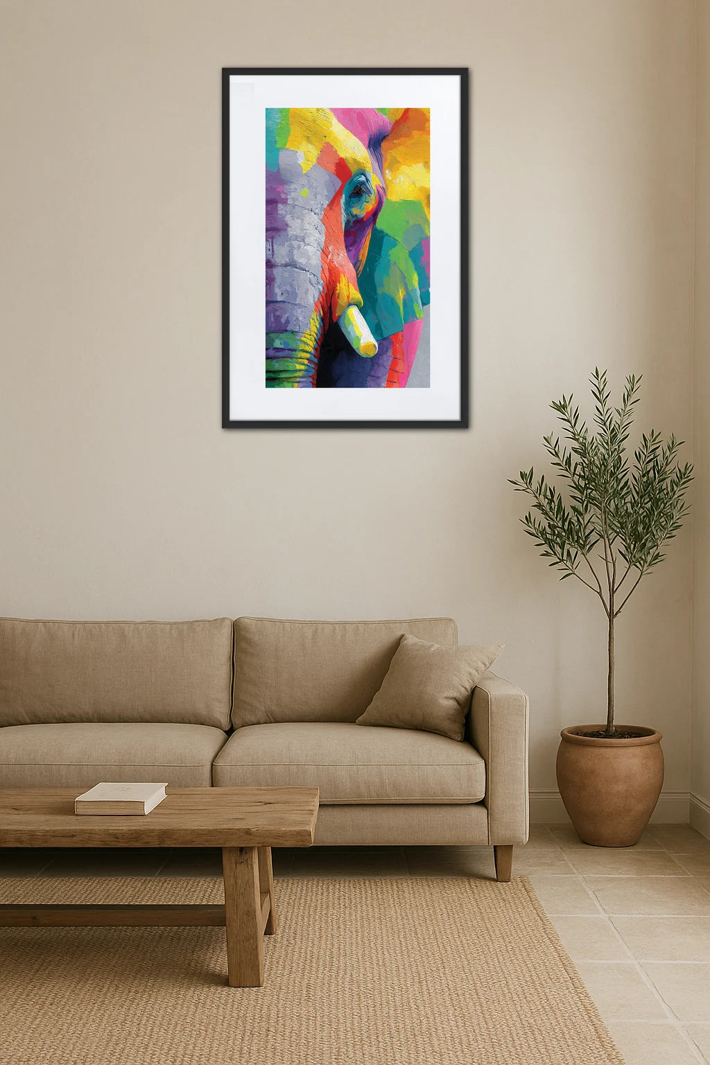 Tableau Elephant Pop Art Multicolore