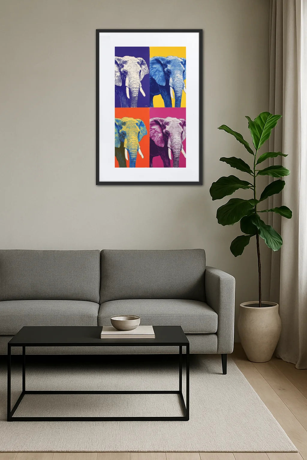 Tableau Elephant Pop Art Répétition