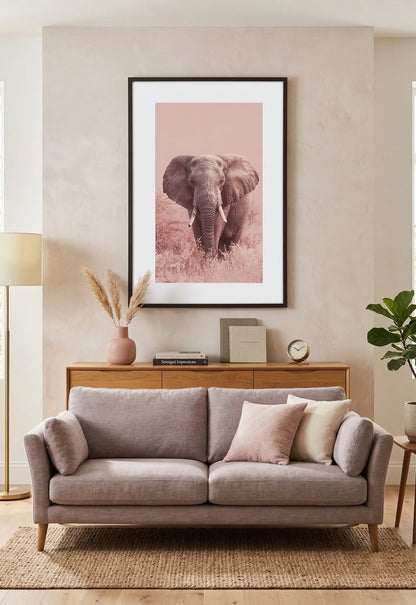 Tableau éléphant rose