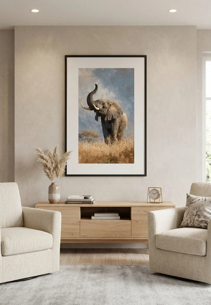Tableau éléphant trompe en l’air