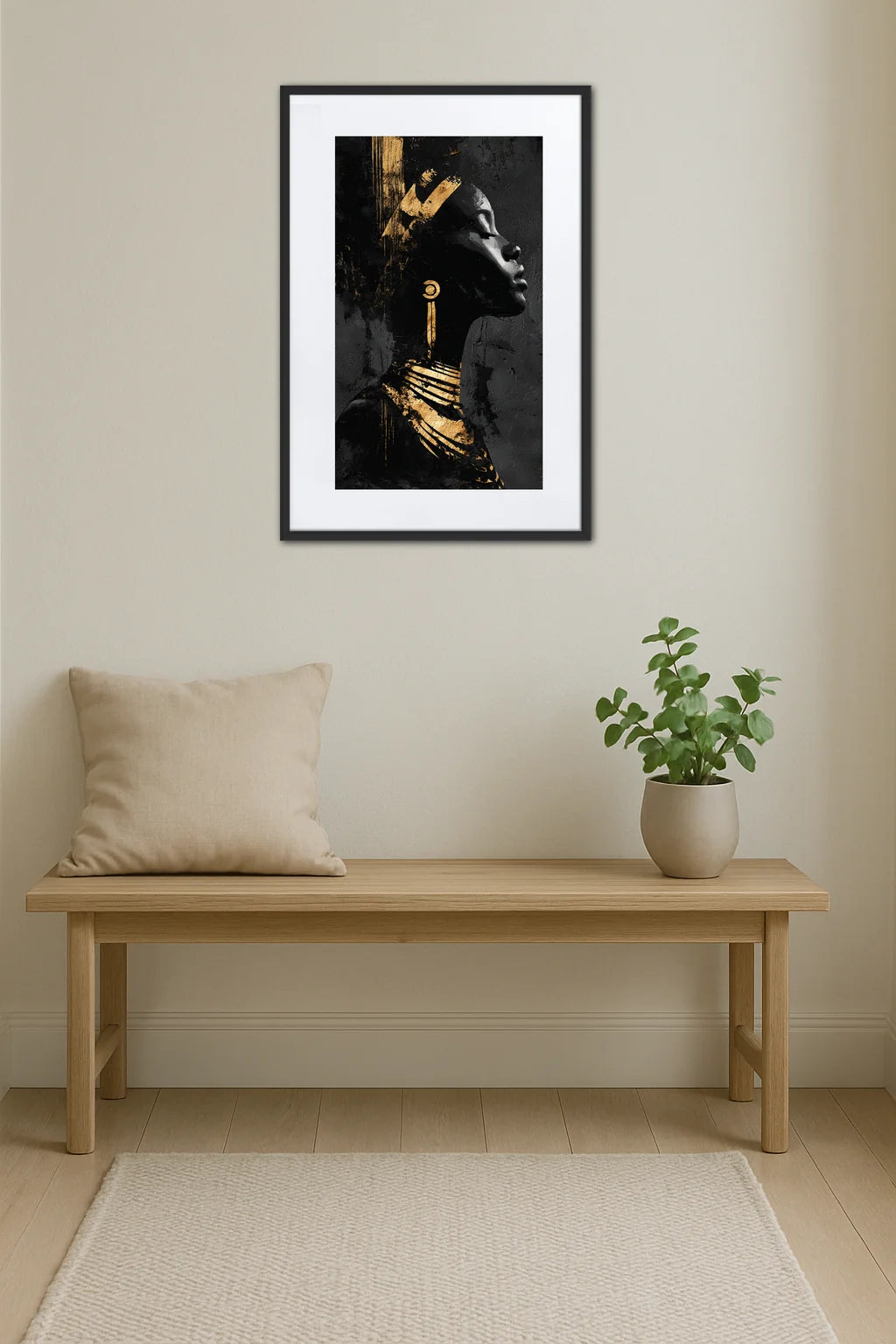 Tableau Femme Africaine Noir Et Or