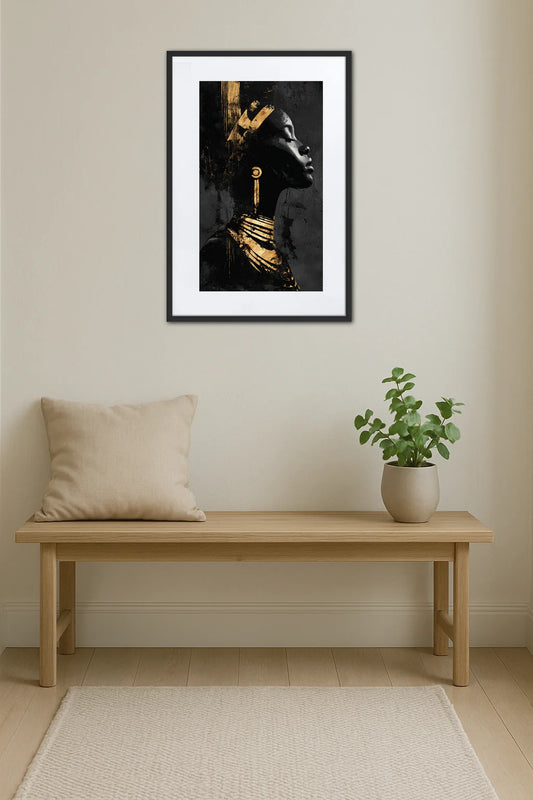 Tableau Femme Africaine Noir Et Or