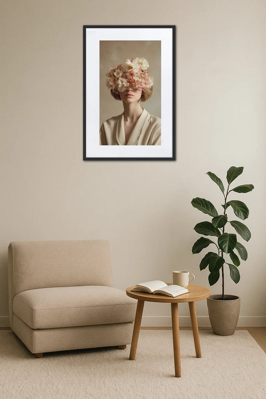 Tableau Femme Tete Fleur