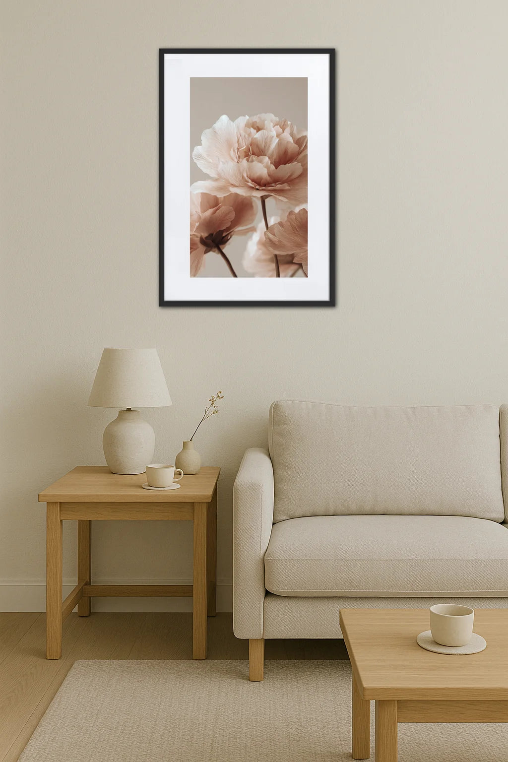 Tableau Fleur Rose Pale