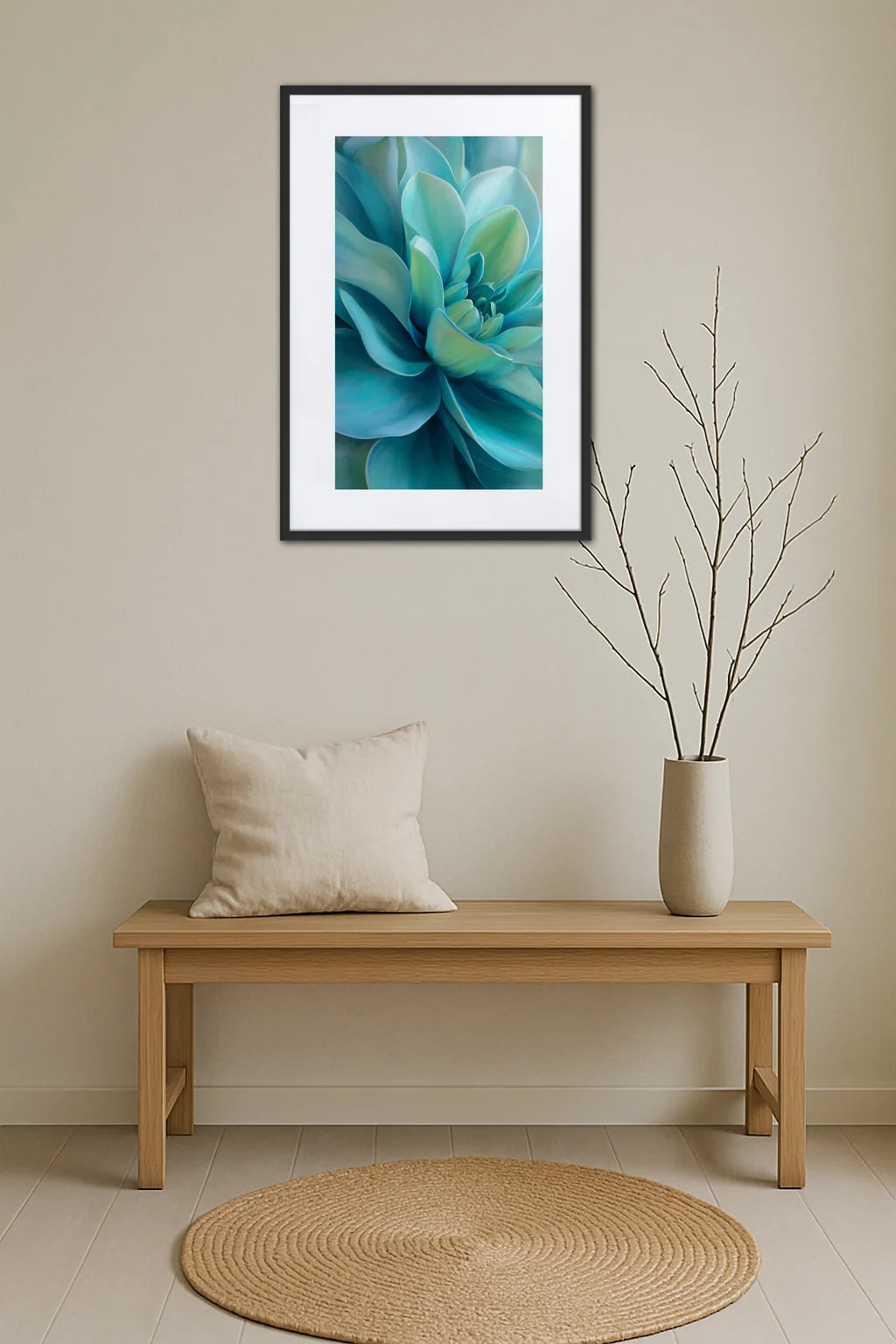 Tableau Fleur Turquoise