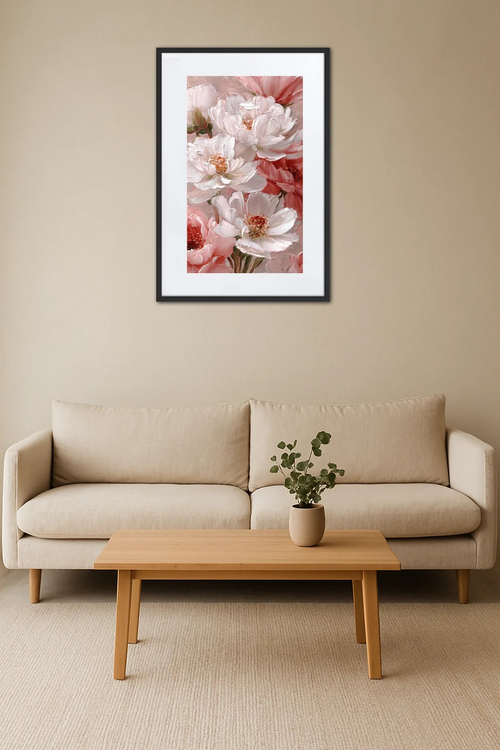 Tableau Fleurs Blanches Et Roses