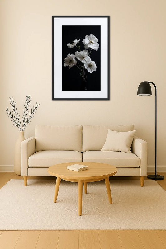 Tableau Fleurs Sur Fond Noir