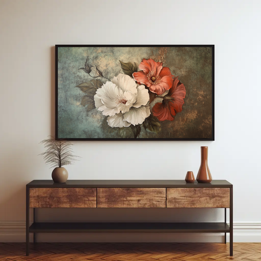 Tableau fleurs vintage mockup
