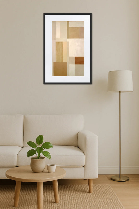 Tableau Geometrique Beige