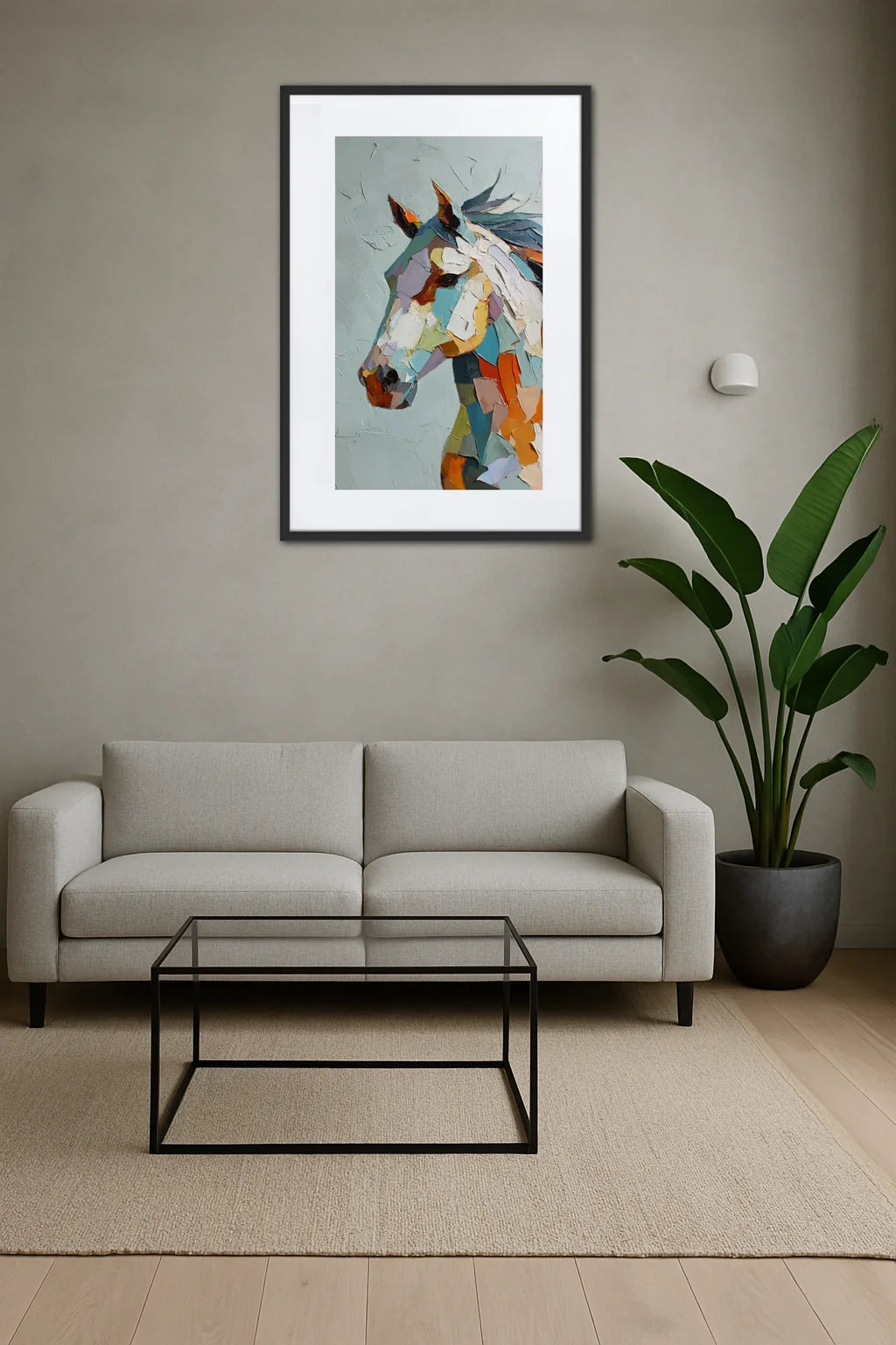 Tableau Géométrique Cheval Abstrait 