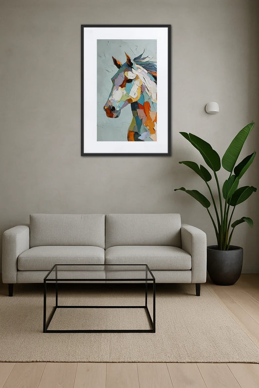 Tableau Géométrique Cheval Abstrait 