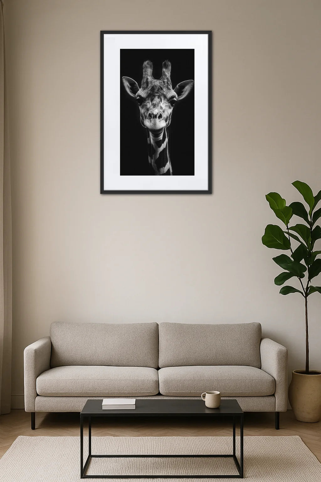 Tableau Girafe Noir Et Blanc