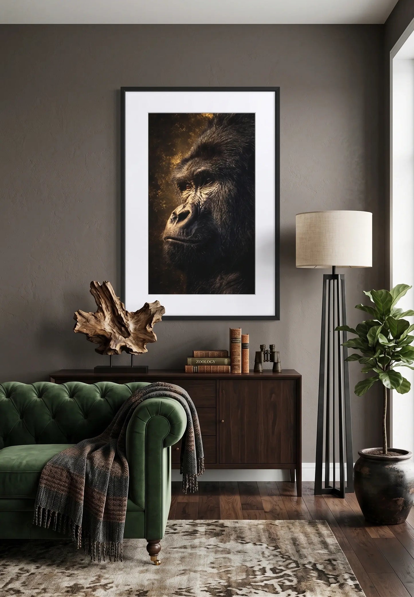 Tableau gorille noir et or