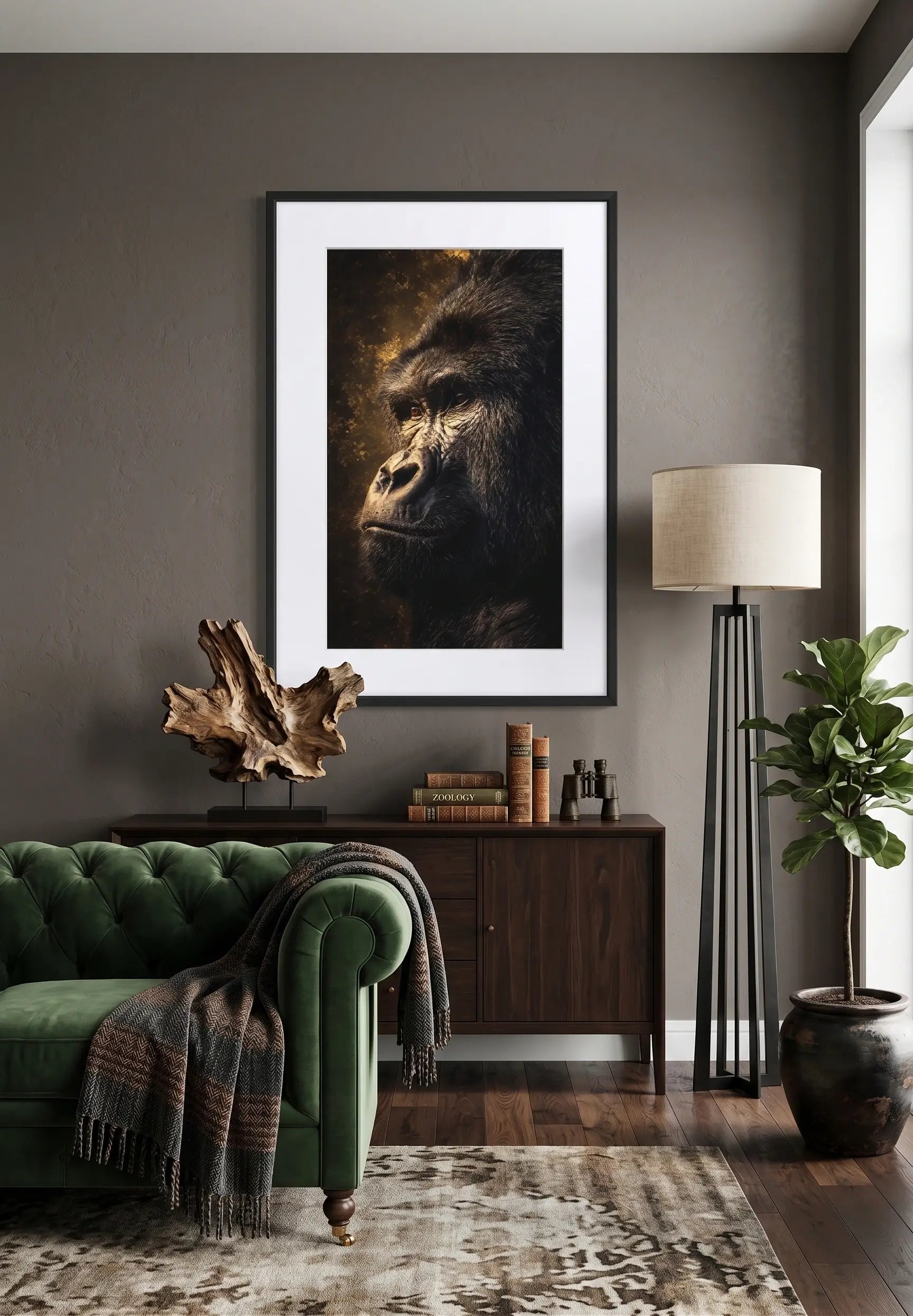 Tableau gorille noir et or