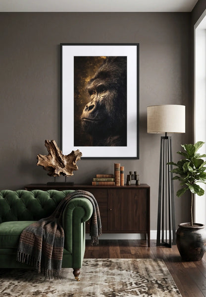 Tableau gorille noir et or