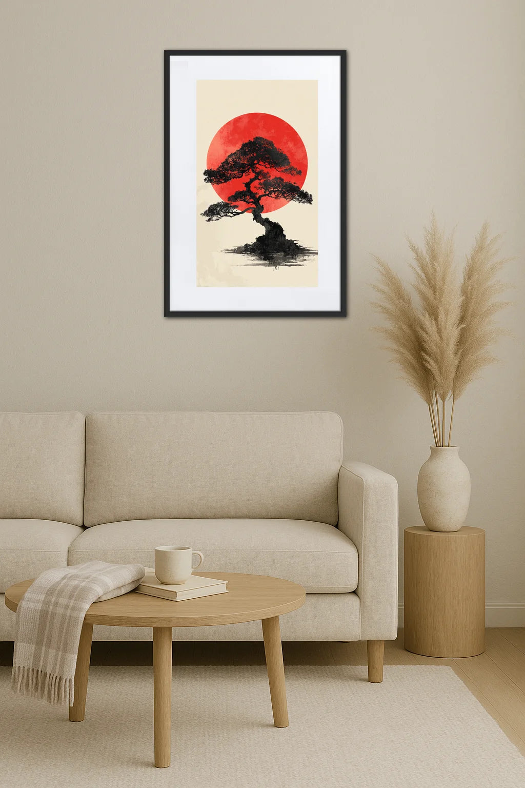 Tableau Japonais Noir Et Rouge