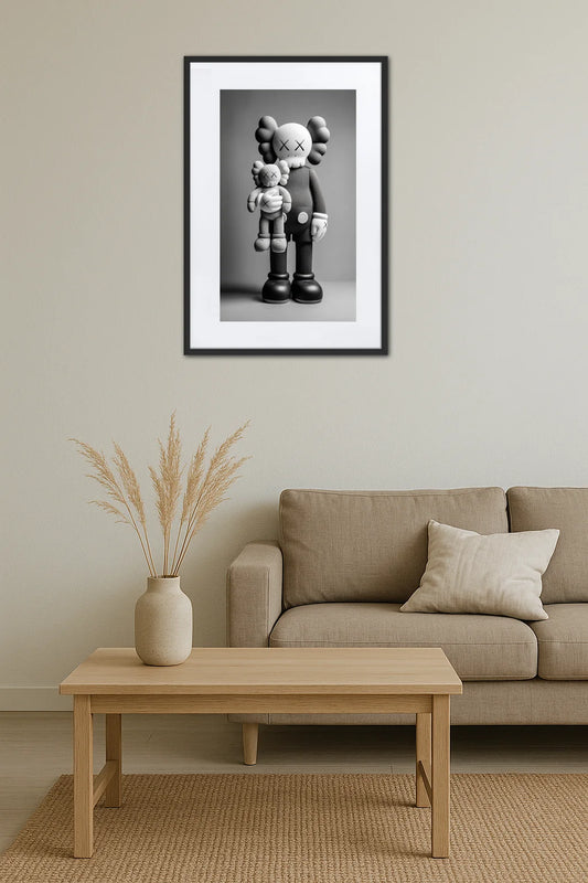 Tableau Kaws Noir Et Blanc