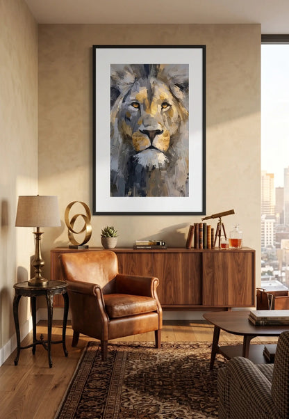 Tableau Lion Abstrait Expressionniste
