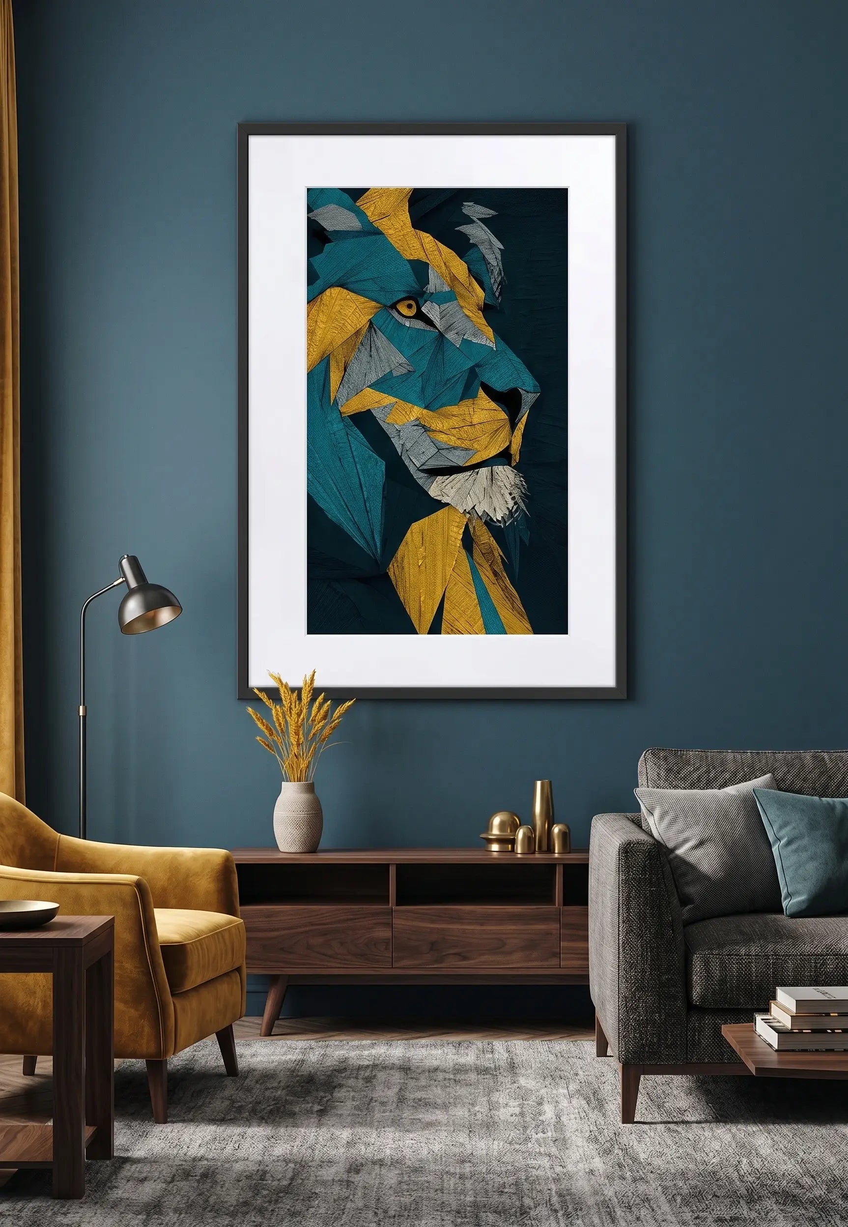 Tableau Lion Abstrait  Géométrique