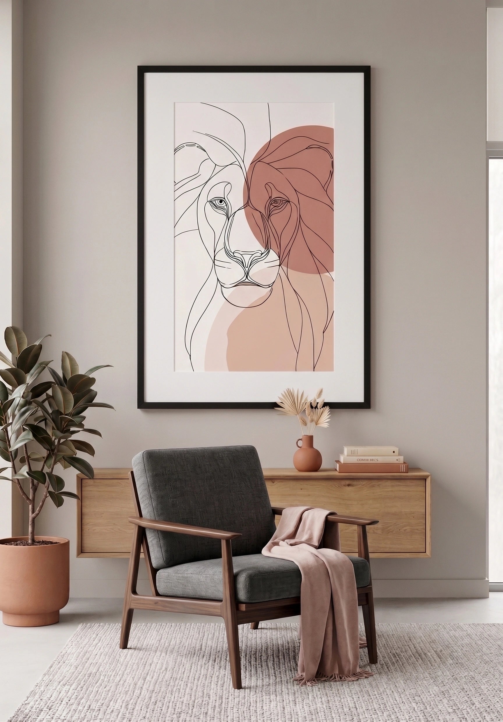 Tableau Lion Abstrait  Minimaliste