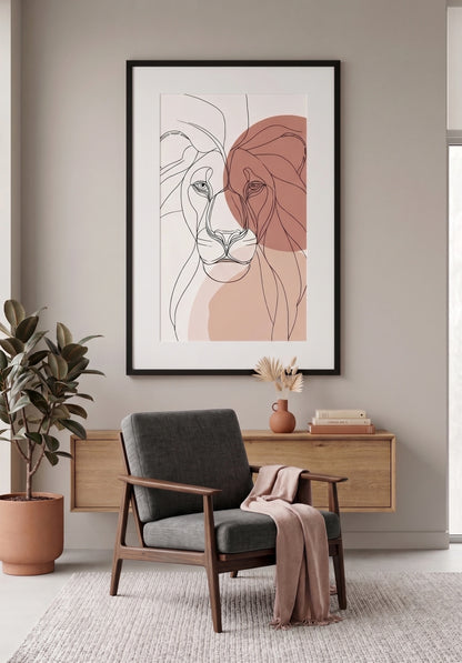 Tableau Lion Abstrait  Minimaliste