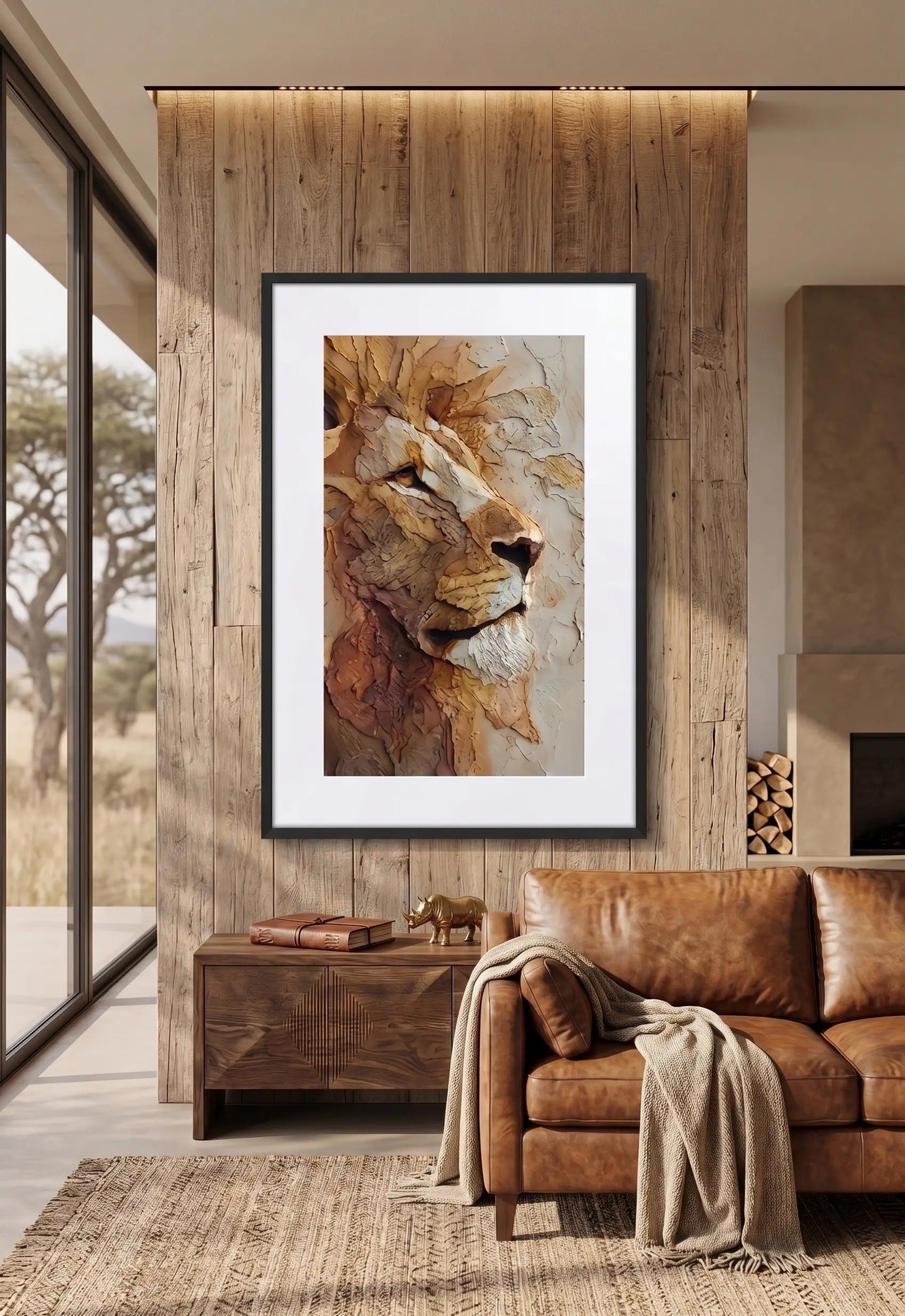 Tableau Lion Abstrait Relief