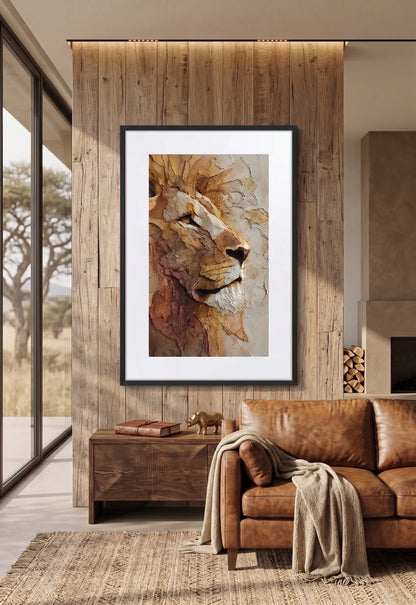 Tableau Lion Abstrait Relief