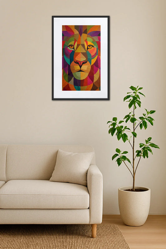 Tableau Lion Abstrait