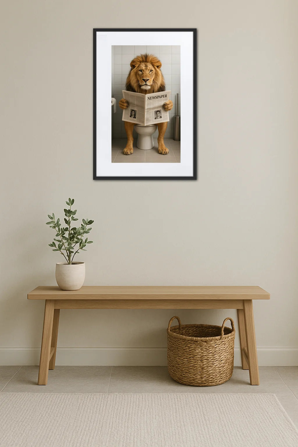 Tableau Lion Au Toilette
