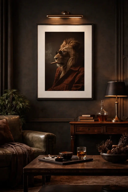 Tableau Lion avec Cigare