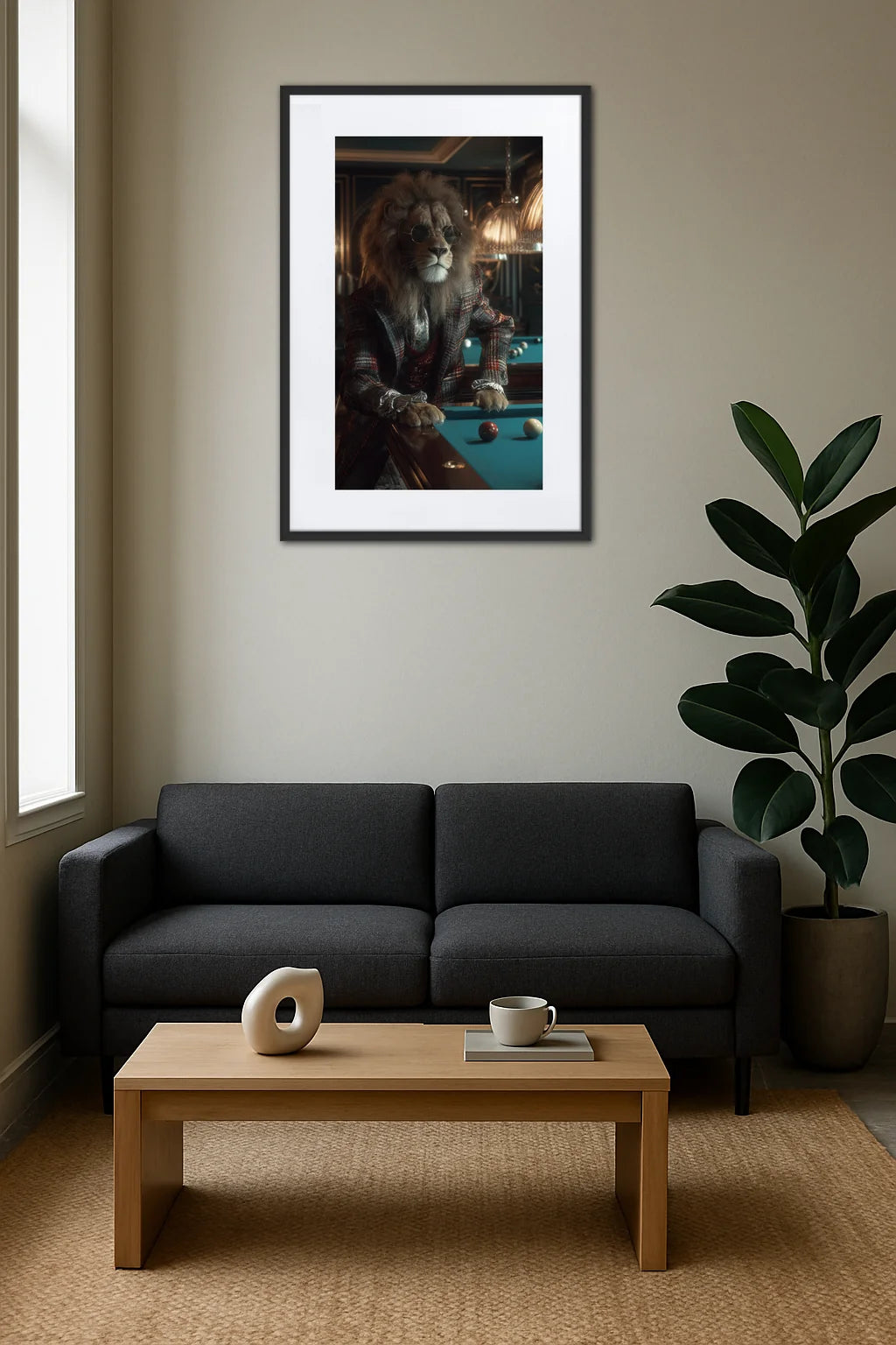 Tableau Lion Billard