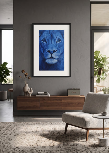 Tableau Lion Bleu