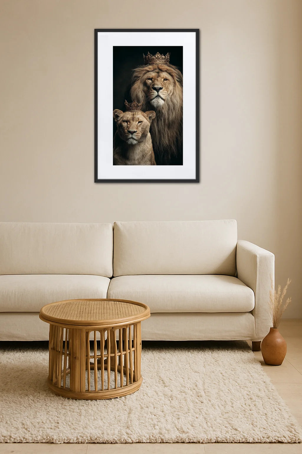 Tableau Lion Et Lionne Couronne