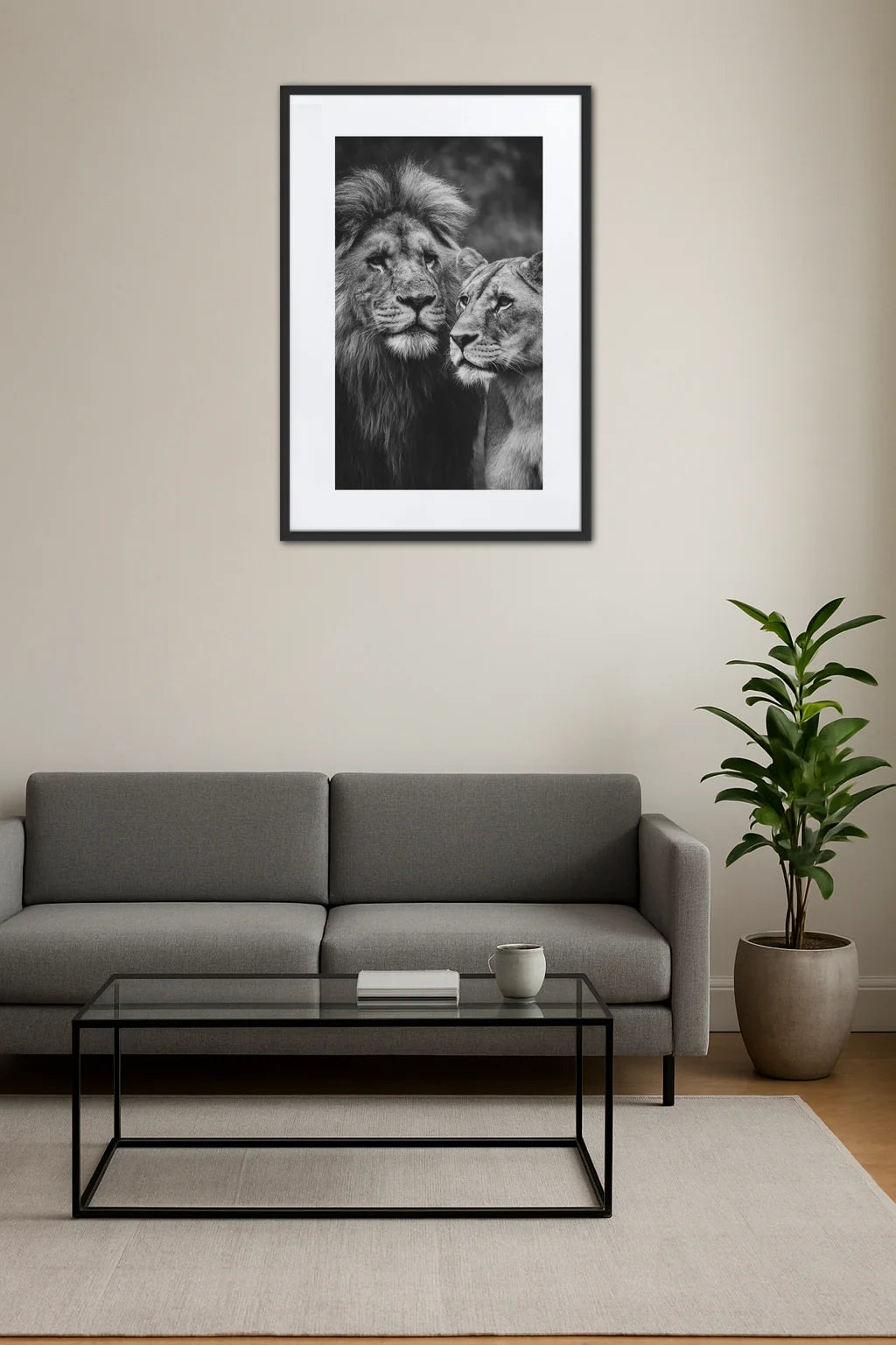 Tableau Lion Et Lionne Noir Et Blanc